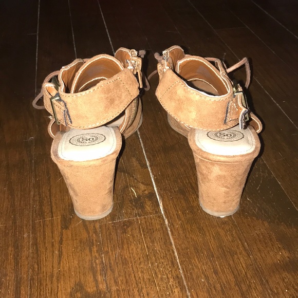 Brown open toe wedge tie shoes - Picture 4 of 6